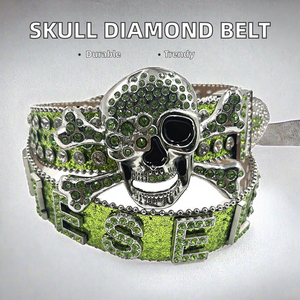 Nuovo arrivo uomo Simon <span class=keywords><strong>cintura</strong></span> teschio Glitter BB <span class=keywords><strong>cintura</strong></span> in vita <span class=keywords><strong>con</strong></span> diamante di cristallo e lega Punk personalità della moda - Product Image 2