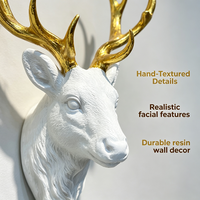 Sculptures de Têtes de Cerfs en Résine Faite à la Main en Gros, Décorations de Fêtes Extérieures, Ornements de Noël, Décorations Murales