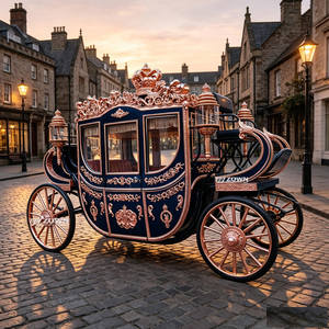 Calèche électrique royale de luxe à cabine fermée avec lampes décoratives, véhicule rétro à quatre roues pour service de tourisme en parc à thème - Product Image 1