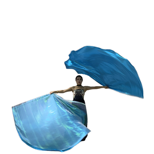 Juego de accesorios de baile coloridos Abanicos de seda grandes para espectáculos de escenario para danza del vientre moderna Latina Traje a juego - Product Image 1