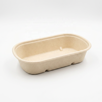 Hete Aanbieding Eco-vriendelijke Ovale 500ml Suikerriet Bagasse Wegwerp Schaal met Deksel 17oz Elliptische Magnetronbestendige Voedselcontainer voor Afhaalmaaltijden