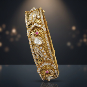 Queen Style Jewellery 18K Gold <b>Ruby</b> Polki Diamond Regal Bangle <b>Bracelet</b> For Women Trendy Handcrafted Product Direct From Factory - Product Image 2