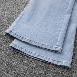 Jeans évasés taille haute en denim extensible pour femmes, <span class=keywords><strong>pantalon</strong></span> simple uni d'été à séchage rapide, vente en gros - Product Image 4