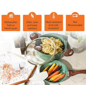 High Quality Cooking <b>Pots</b> And Pans Glass Lids Wooden Handles Dishwasher Oven Safe Gas <b>Induction</b> Stoves Ceramic Cookware Set - Product Image 3