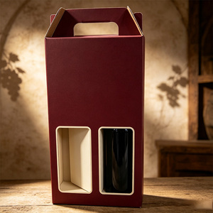 Caja de <span class=keywords><strong>Vino</strong></span> Corrugada de Cartón de Lujo, Ecológica, Biodegradable, Resistente, con Doble Botella y Logotipo Personalizado - Product Image 3