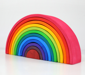 Éducatif Montessori Waldorf en bois Grimms peinture tache arc-en-ciel blocs empilables <span class=keywords><strong>Grapat</strong></span> pyramide en bois arc-en-ciel bâtiment - Product Image 4