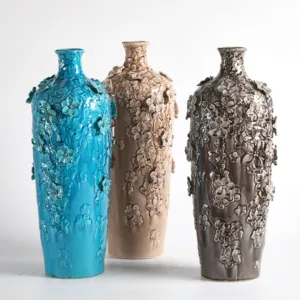 Moderne handgemachte Blumen keramik vasen mit Blumen dekoration Kunden spezifische Farb größe für Innendekoration