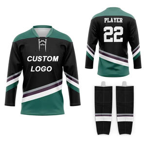 도매 저렴한 승화 아이스 하키 착용 폴리에스터 하키 저지 + 양말 두 조각 세트 훈련 팀 유니폼 - Product Image 5