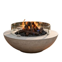Table de foyer extérieur en béton GFRC de 42 pouces avec brûleur en acier inoxydable, chauffage extérieur, foyer au gaz - 95000/125000 BTU