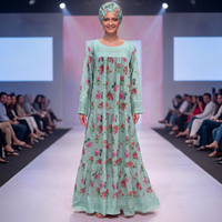 Robe longue africaine pour femme Africana Apparel, imprimé floral, en rayonne, coupe classique, manches longues, tenue ethnique d'été, dentelle de luxe, sur mesure