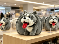 Porte-monnaie en peluche bouledogue de dessin animé, adorable pochette à monnaie en peluche, cadeau promotionnel souvenir, personnalisé, rembourrage en coton PP, unisexe, pour fêtes