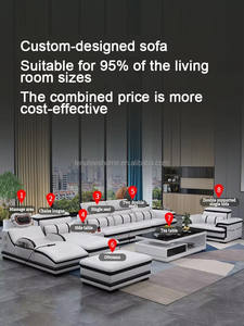 Juego de Sofás en Forma de U de Diseño Moderno, Sofá de Esquina de Tela, Altavoz USB, Masaje, Conjunto Multifuncional Combinado, Muebles de Sala de Estar - Product Image 6