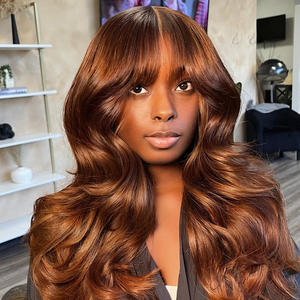 Pelucas Bang <span class=keywords><strong>Canela</strong></span> Marrón Onda suelta <span class=keywords><strong>Cabello</strong></span> humano HD Cierre <span class=keywords><strong>de</strong></span> encaje transparente Pelucas frontales con parte libre Línea <span class=keywords><strong>de</strong></span> <span class=keywords><strong>cabello</strong></span> natural - Product Image 1