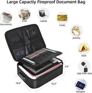 Multi-Layer Portable File Storage <b>Fireproof</b> <b>Bag</b> Document Organizer with Lock for Important Passport Certificate - Product Image 3