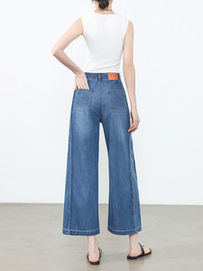 Pantalon droit à jambe large, jean court, pantalon taille haute tendance pour femme, nouvelle collection été 2026 - Product Image 2