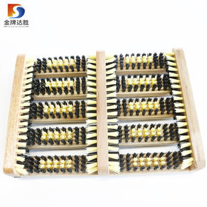 <span class=keywords><strong>Paillasson</strong></span> en bois robuste pour chaussures, 1 pièce, brosse pour nettoyer, grattoir, baskets - Product Image 3