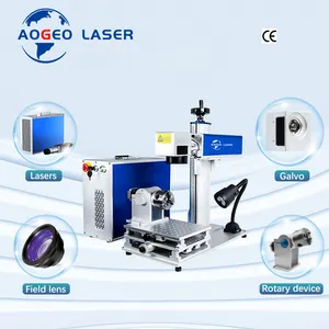2024 Aogeo Laser portátil 3d 20w 30w 50w 80w 100w Jpt Raycus Mopa M7 Gravador Máquina de marcação de gravação a laser de fibra rotativa