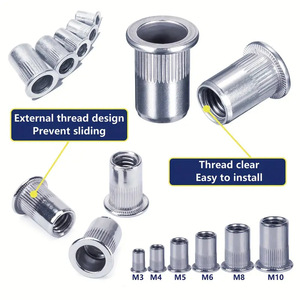 Baiguluo Aluminum <b>Rivet</b> <b>Nuts</b> M3 M4 M5 M6 M8 M10 Flat Head Push In Flanged Set For Metal Assembly - Product Image 1