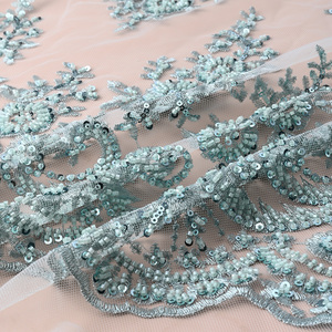 Gorgeous <strong>Heavy</strong> Hand Beaded Sequin Rhinestones Tectil Embroidery Wedding <strong>Lace</strong> <strong>Fabric</strong> for Bridal/Gowns/Abaya - Product Image 5