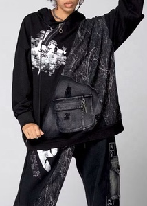 Solid Plus Size Breathable Fleece Hoodie Women Streetwear Drop Shoulder Long Sleeve <b>Black</b> Knitted <b>Sweatshirt</b> Autumn Fashion - Product Image 2