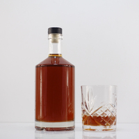 Premium Personnalisé 350ml 500ml 700ml 750ml 1000ml Rhum Vodka Whisky Liqueur Gin Spirit Bouteilles En Verre 500ml