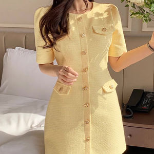 Design OEM personalizzati abito da donna elegante da ufficio abbigliamento da donna abbigliamento da donna Bodycone giallo <span class=keywords><strong>abiti</strong></span> Casual <span class=keywords><strong>abiti</strong></span> Vestidos - Product Image 1