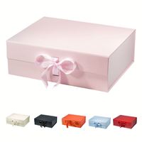 Emballage plat de luxe avec logo personnalisé Boîte cadeau extra large magnétique noire mate pliante Emballage plat de luxe ruban rose pour cadeaux