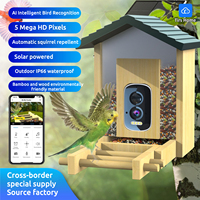 Mangeoire à oiseaux intelligente de reconnaissance AI de résolution 2.5K en bambou et en bois de conception originale