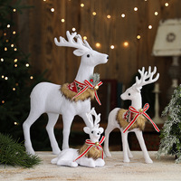 Grande Décoration de Noël en forme de Cerf Blanc avec Nœud et Clochette, pour Vitrine de Centre Commercial