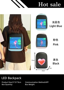 Sac à dos à affichage LED intelligent polychrome pour femmes fermeture à glissière programmable APP pour l'école utilisation du téléphone portable caractéristiques image texte - Product Image 6