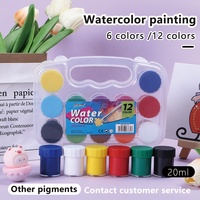 Peinture à l'eau liquide transparente non toxique, 12 couleurs, 20 ml, ensemble de peinture à l'eau pour enfants, dessin sur papier avec pinceau