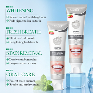 <span class=keywords><strong>Pasta</strong></span> <span class=keywords><strong>Dental</strong></span> Blanqueadora con Enzimas de Menta SADOER OEM 120g, Limpieza Profunda, Dientes Blancos, Aliento Fresco, Eliminación de Manchas, Sin Flúor - Product Image 2