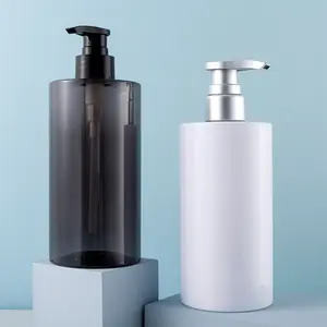 Grosir 300ml HITAM PET Plastik Bouteille Pompa Type de Pompe pour Lotion Shampooing Parfum Emballage avec Wadah Kondisioner Design