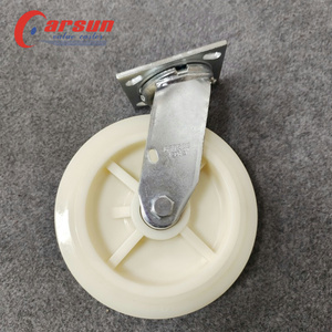 Anpassbare OEM 4/5/6/8 Zoll Stahlrollen Weiße Nylon-Schwenkrollen Edelstahl Hochbelastbare Industrielle Gewindeschutzrollen - Product Image 2