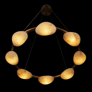 Spanish Imported Marble Chandelier Round Gold <b>LED</b> <b>Light</b> Source Eye Caring Living Room Dining Room Designer Villa Duplex <b>Light</b> - Product Image 1