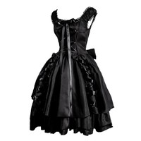 Fabricant chinois Anime robe noire à lacets gothique Lolita déguisement pour Halloween en polyester