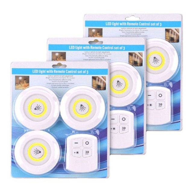 Wireless COB Stick on Dimmable Mini LED Under Cabinet Light Battery Operated Closet Wall Lamp with Remote Control