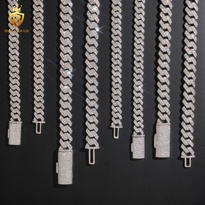 Kalung Berlian Moissanite Perak Sterling <span class=keywords><strong>925</strong></span> Langsung dari Pabrik dengan Rantai Cuban GRA Ice Out 8mm 10mm dan Kalung Rapper - Product Image 3