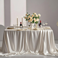 Nappe de table rectangulaire beige 280*400CM, satin blanc champagne de luxe, pour hôtel, dessert, mariage, banquet en plein air