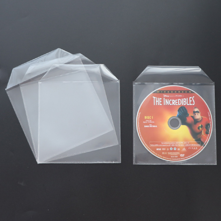 SUNSHING Premium CD DVD Sleeves White Paper CD Envelope Holder Non-Woven Material Double-Sided Refill Plastic Sleeve for Discs