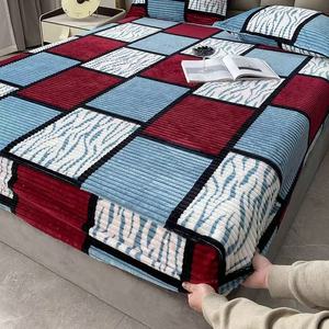 Ấm cúng kích thước lớn sợi nhỏ dệt kim giường chăn mềm sữa Nhung Hình Học lưới in chăn Bìa - Product Image 1