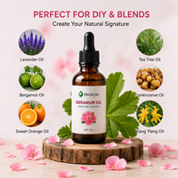 Huile Essentielle de Géranium 100% Pure, Naturelle et Biologique, Qualité Thérapeutique, Aromathérapie, Huiles Essentielles de Pelargonium Graveolens en Gros
