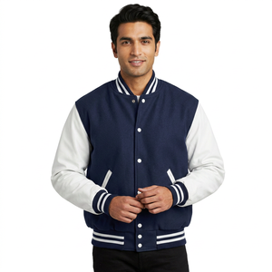 High Quality College Letterman Baseball <b>Jacket</b> Custom Embroidery <b>Mens</b> Varsity <b>Jacket</b> with <b>Leather</b> Sleeves <b>Jacket</b> - Product Image 1