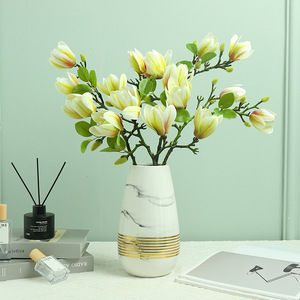 Arrangement de fleurs artificielles en soie de magnolia du fabricant, décoration intérieure pour la maison - Product Image 1