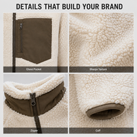 Veste en polaire sherpa streetwear personnalisée unisexe, veste d'hiver patchwork avec logo brodé