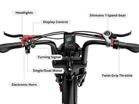 Almacén de EE. UU. 2000W Bicicleta eléctrica de doble asiento 25AH Motocicleta eléctrica 20 pulgadas Bicicleta eléctrica todoterreno