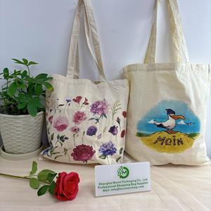 Fleurs impression mignon sac de plage coton toile sacs à provisions réutilisables coton sacs-cadeaux - Product Image 3