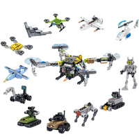 Ensemble de blocs de construction 12-en-1 : Drone, Véhicule Militaire, Navire Spatial, Robot, Chien Robot - Mini Modèles pour Enfants - Jouet de Construction DIY