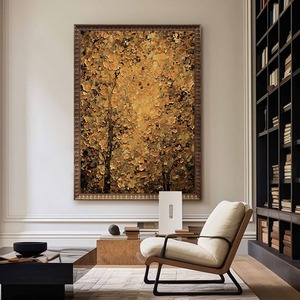 Pintura al Óleo Abstracta Personalizada, Grande, Extra Grande, con Textura Dorada, Arte Abstracto <span class=keywords><strong>de</strong></span> <span class=keywords><strong>Árbol</strong></span> <span class=keywords><strong>de</strong></span> Lujo para Pared, Decoración <span class=keywords><strong>de</strong></span> Interiores para Sala <span class=keywords><strong>de</strong></span> Estar y Hotel - Product Image 2