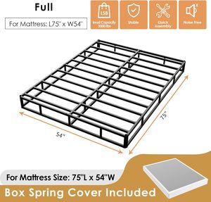 Base de Cama Clásica con Somier de 7 Pulgadas, Estructura Metálica Resistente, Cubierta de Tela, Diseño Ergonómico Silencioso, Fácil de Montar - Product Image 5